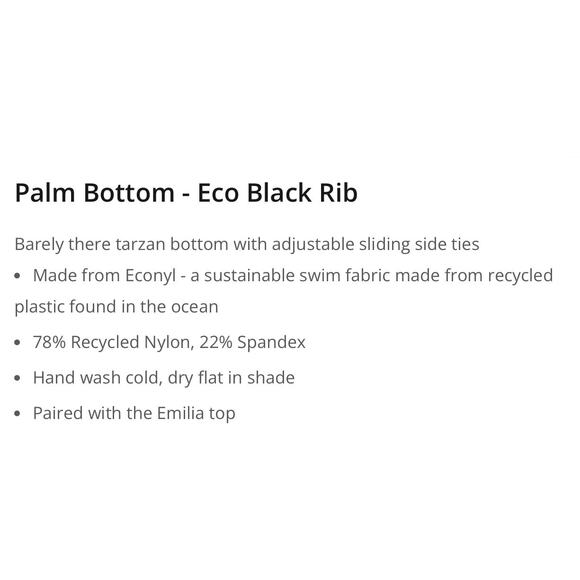 Free People Aila Blue Black Palm Eco Rib String Bikini Bottom M NWOT - Picture 5 of 8